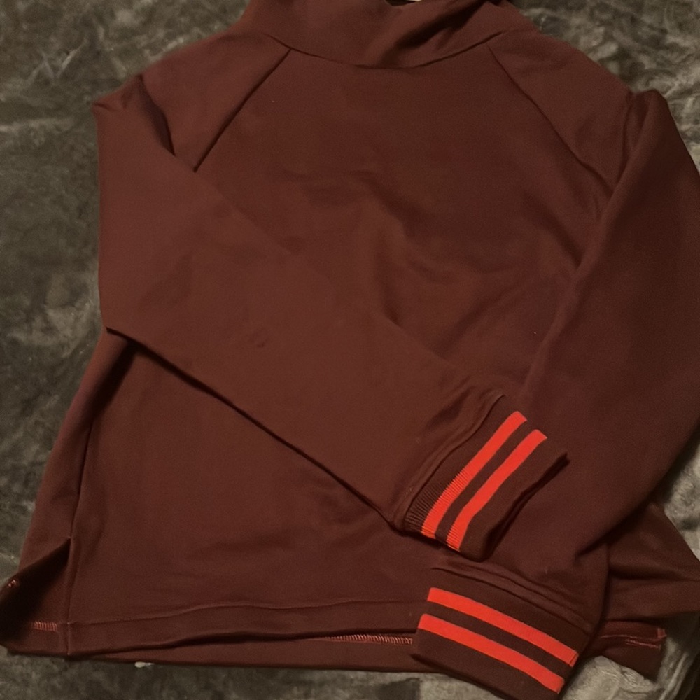 Mountain Khakis - Hooded sweatshirt - Maroon with Red Stripes on Sleeve